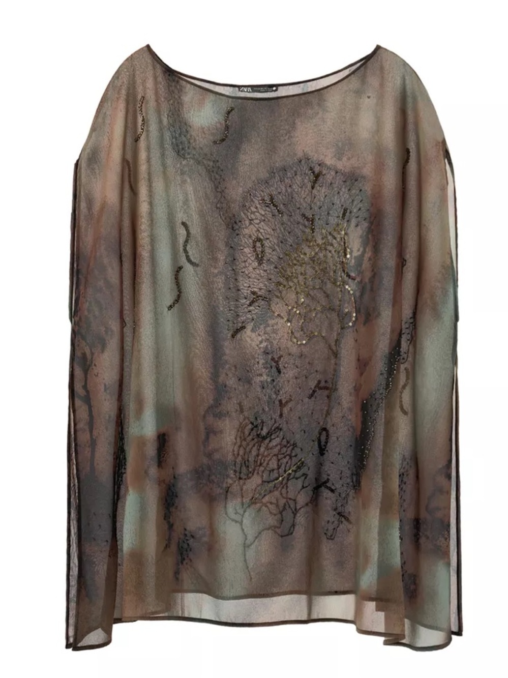 Zara Sheer Beaded Blouse